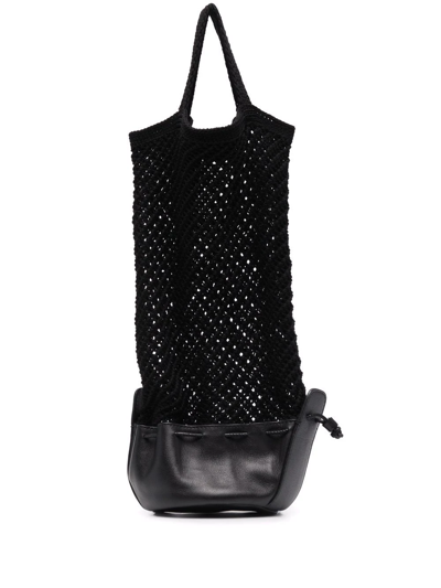 Hereu Fruita Packable Knitted Net Bag In Black