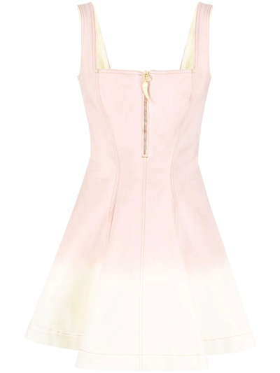 Roberto Cavalli Square-neck Dégradé Stretch-cotton Drill Mini Dress In Rose