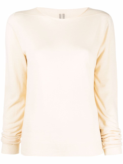 Rick Owens Rib-trimmed Organic Cotton Jumper In Nude