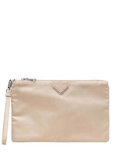 Prada Re-nylon Gabardine Pouch In Neutrals