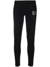 Ea7 Logo-print Strech-cotton Leggings In Schwarz