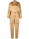 Isabel Marant Notched-collar Long-sleeve Jumpsuit In Nude