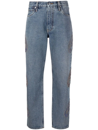 Etro Rhinestone-embellished Paisley Jeans In Blue