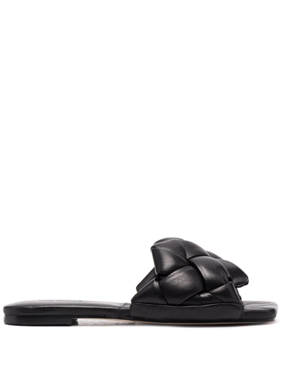 Vic Matie Square-toe Leather Sandals In Black