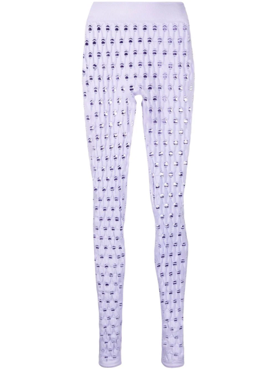 Maisie Wilen Perforated High-rise Stretch-jersey Leggings In Iris
