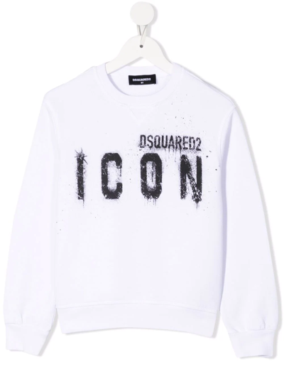 Dsquared2 Teen Logo Crew-neck Sweatshirt In White