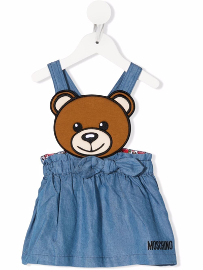 Moschino Babies' Teddy Bear 细节牛仔半身裙 In Blue