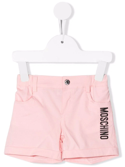 Moschino Babies' Logo-print Track Shorts In Pink