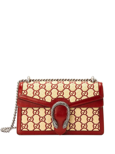 Gucci Small Dionysus Gg Canvas Shoulder Bag In Natural,red