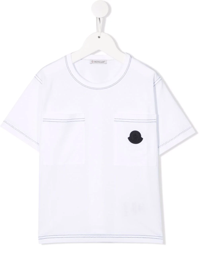 Moncler Teen Logo-patch T-shirt In White