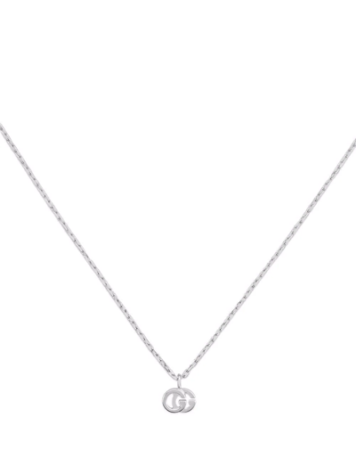 Gucci 18kt White Gold Gg Running Necklace In Silver-tone