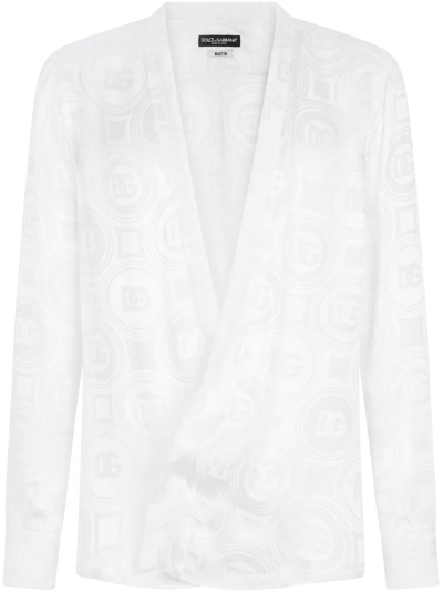 Dolce & Gabbana V-neck Long-sleeve Shirt In White
