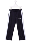 Palm Angels Kids' Logo Print Side-stripe Track Pants In Blue