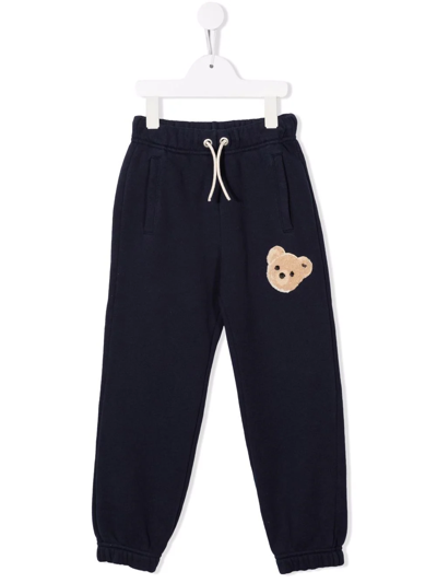 Palm Angels Kids' Bear Motif Track Pants In Blue