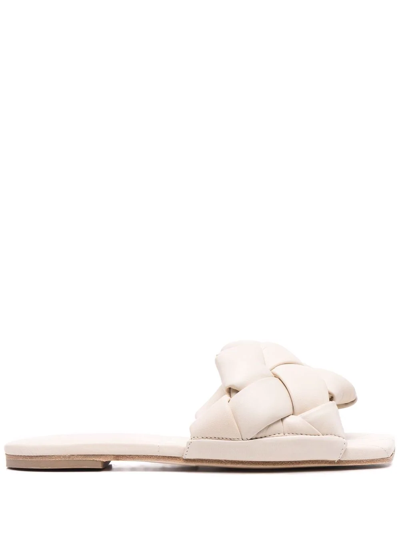 Vic Matie Square-toe Leather Sandals In Neutrals