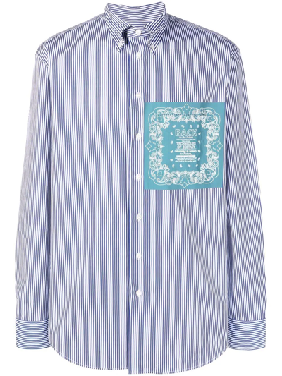 Etro Back To The Future Striped Shirt In Blue