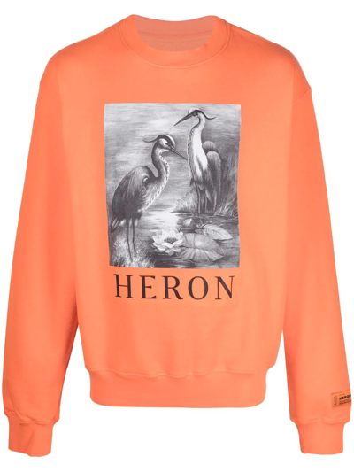 Heron Preston Logo-print Long-sleeved Jumper In Orange