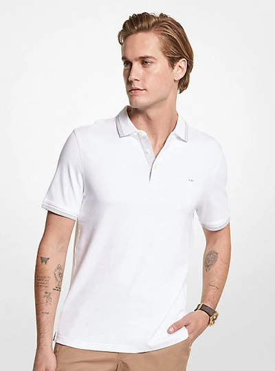 Michael Kors Greenwich Cotton Polo Shirt In White