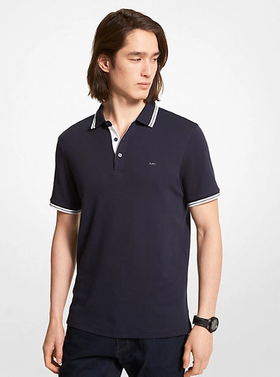 Michael Kors Greenwich Cotton Polo Shirt In Midnight
