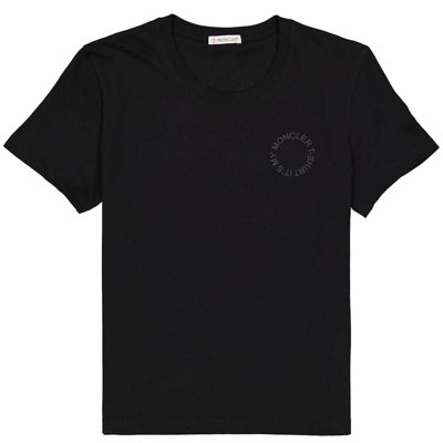 Moncler Ladies Black Cotton Logo T-shirt, Size X-small
