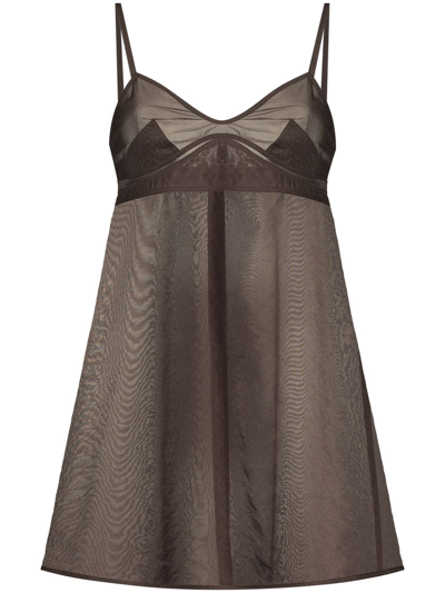 Low Classic Semi-sheer Mini Slip Dress In Brown