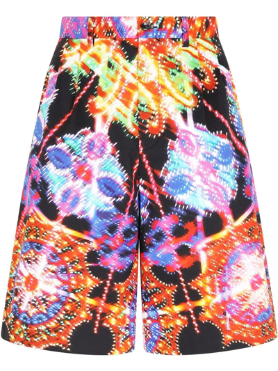 Dolce & Gabbana Luminarie Print Stretch Cotton Shorts In Multi-colored