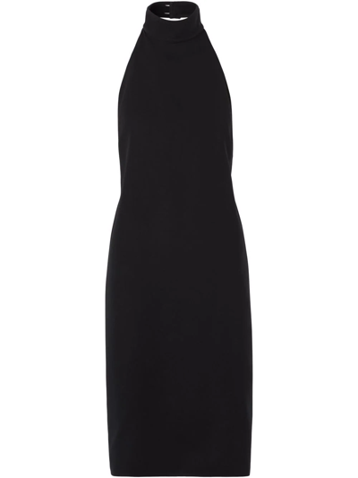 Burberry Funnel-neck Silk Bib Dress In Black
