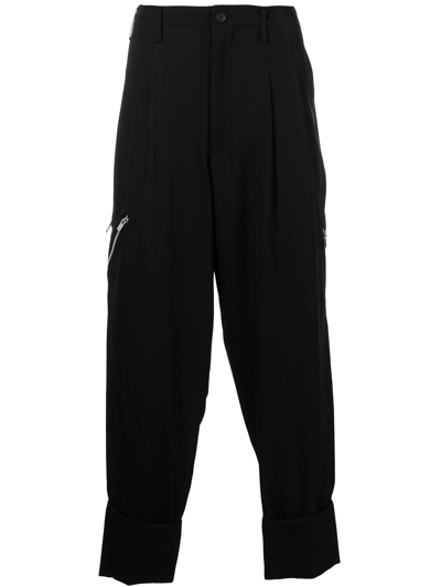 Yohji Yamamoto Zip-detail Tailored Trousers In Schwarz