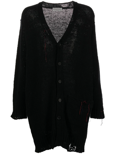 Yohji Yamamoto Long-length Button-up Cardigan In Black