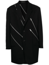 Yohji Yamamoto Zip-embellished Single-breasted Blazer In Schwarz