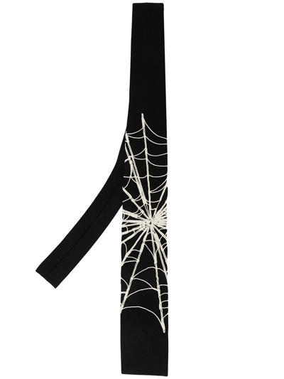 Yohji Yamamoto Spider Web-detail Knitted Tie In Black