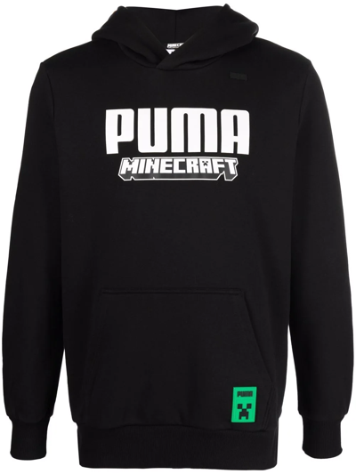 Puma Minecraft Logo-print Hoodie In Schwarz