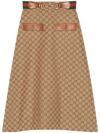 Gucci Horsebit Gg Canvas Midi Skirt In Nude