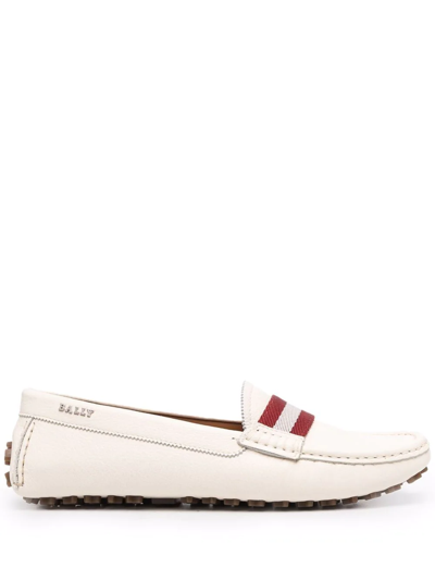 Bally Mady 6244536 Women's Bone Calf Plain Leather Loafers In White