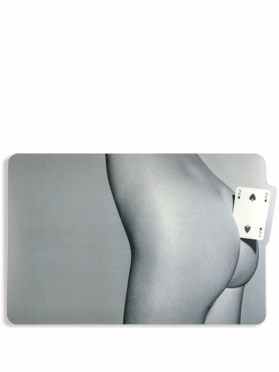 Seletti Two Of Spades-print Placemat In Grey