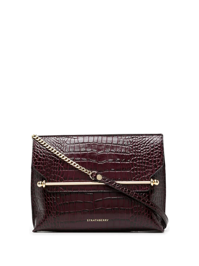 Strathberry Crocodile-embossed Leather Crossbody Bag In Purple