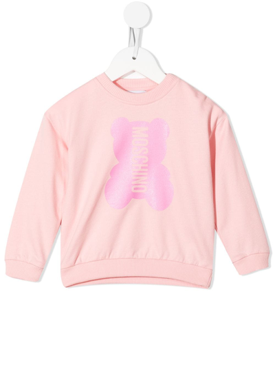 Moschino Babies' Teddy Logo-print Sweatshirt In Pink