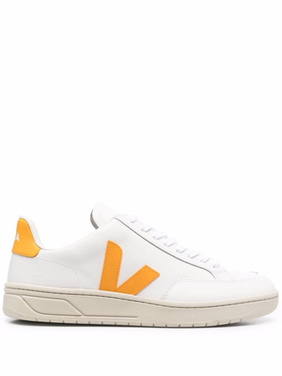 Veja Men's V12 Leather Low-top Sneakers In White