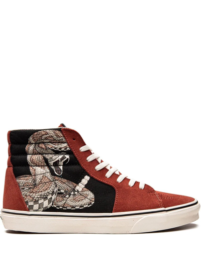 Vans Sk8-hi Sneakers With Snake Print In Black And Red In Snake/chili Oil
