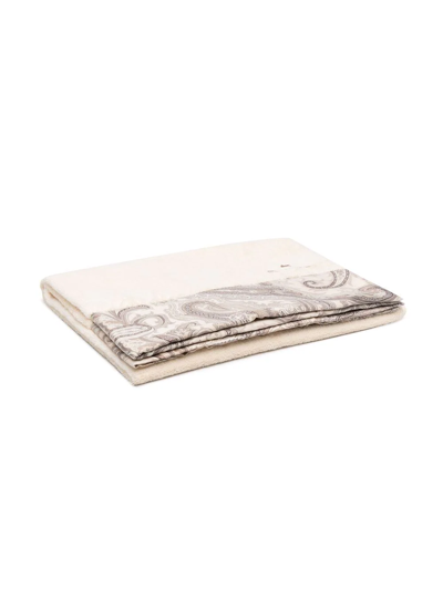 Etro Home Paisley-print Embroidered-logo Towel In White