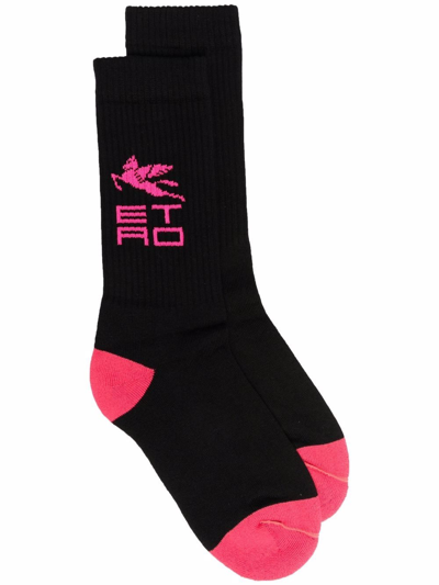 Etro Logo-print Socks In Black