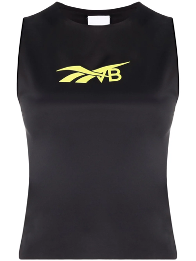 Victoria Beckham Logo-print Jersey Tank Top In Black