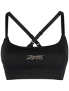 Victoria Beckham Logo-print Padded Stretch-jersey Sports Bra In Black