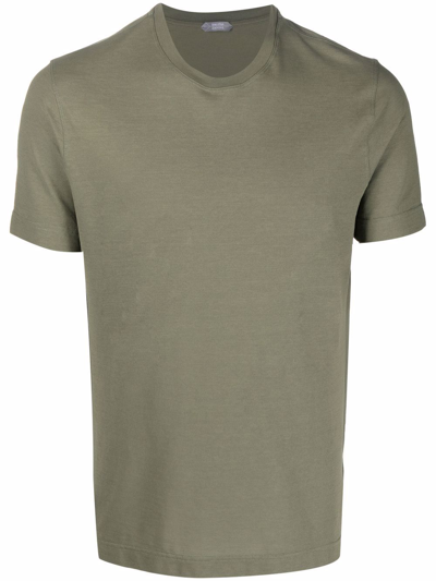 Zanone Short-sleeved Cotton T-shirt In Green