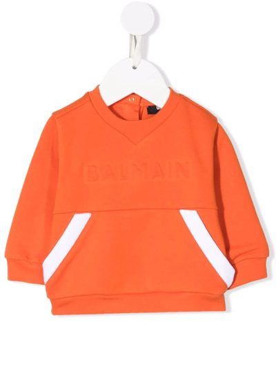 Balmain Orange Sweatshirt Baby Unisex In Arancio