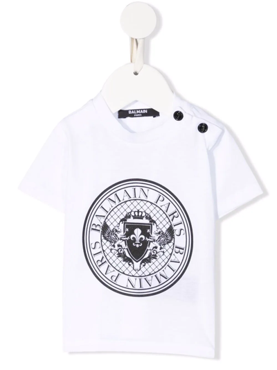 Balmain Babies' Boys White Logo Cotton T-shirt