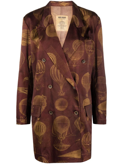 Uma Wang Hot Air Balloon-print Blazer In Brown