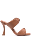 Aquazzura Twist Two-band Slide Sandals In Brown