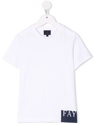 Fay Teen Logo-print T-shirt In Bianco