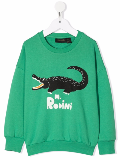 Mini Rodini Kids' Crocodile-print Sweatshirt In Green